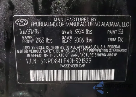 2018 Hyundai Elantra Value Edition z USA, uszkodzony, nr VIN 5NPD84LF4JH391529